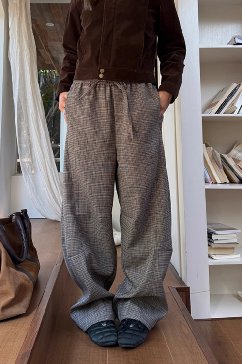 Plaid Patchwork Loose Pants