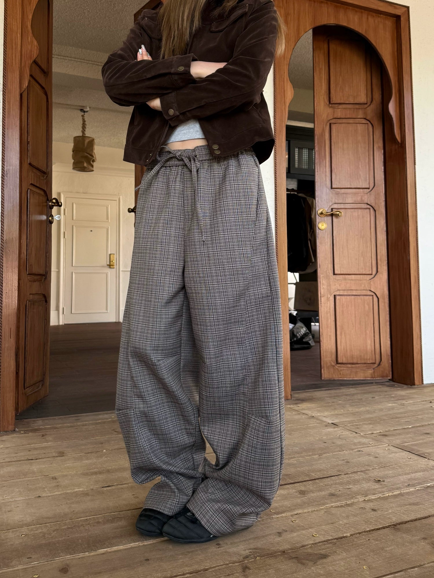 Plaid Patchwork Loose Pants Plaid Patchwork Loose Pants