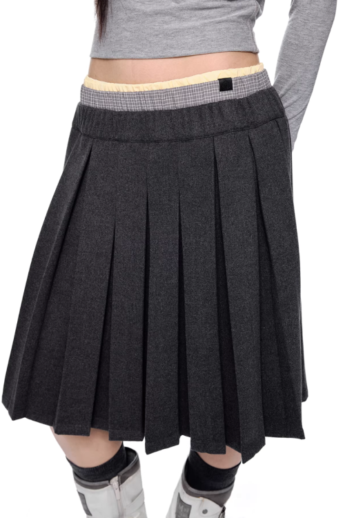 Plaid Patchwork Pleated Skirt