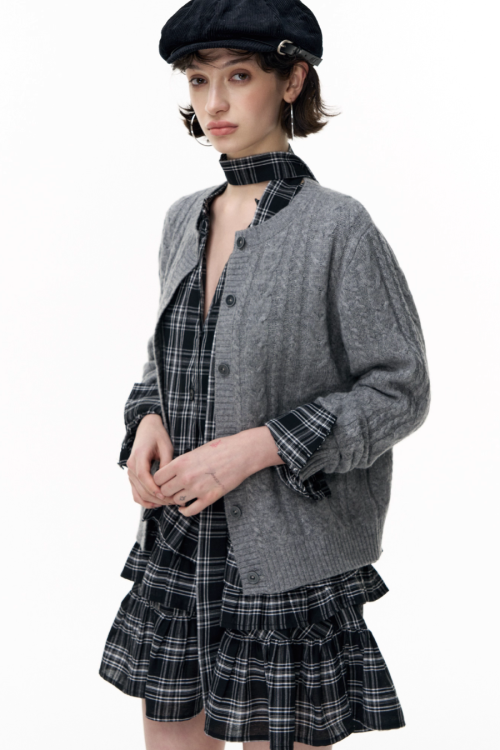Plaid Ruffled Long Sleeve Shirt