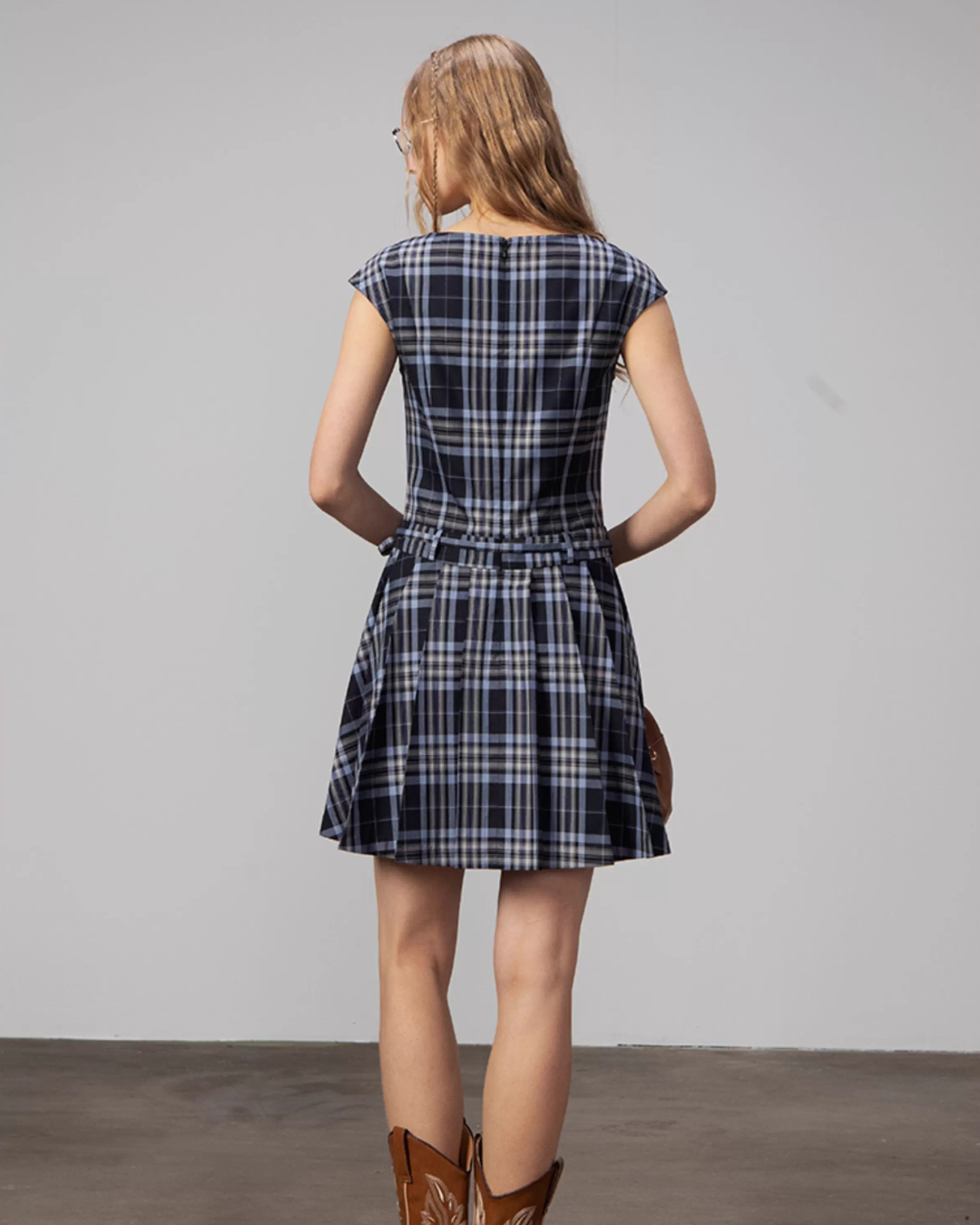 Plaid Short Sleeve Bow Dress Plaid Short Sleeve Bow Dress