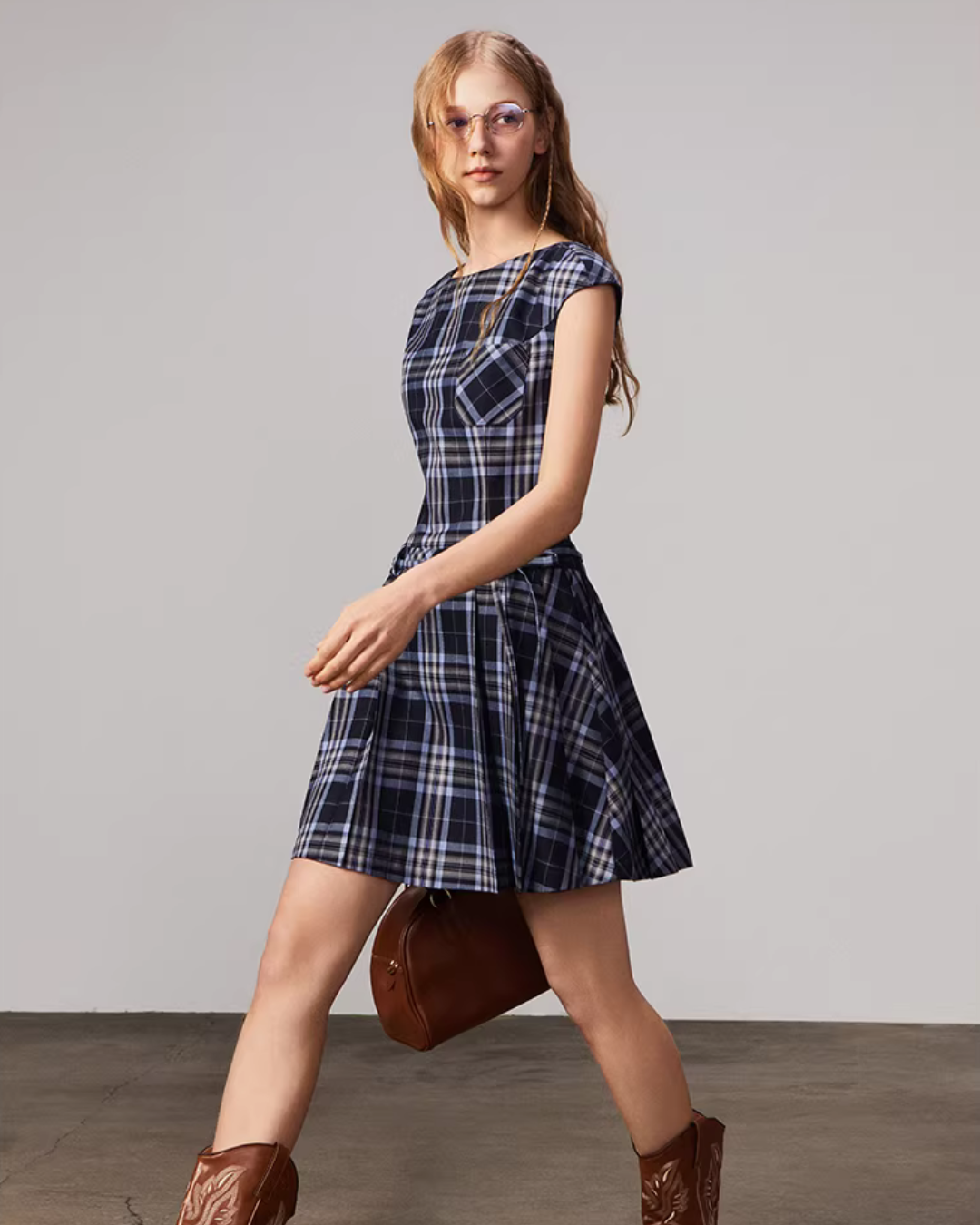 Plaid Short Sleeve Bow Dress Plaid Short Sleeve Bow Dress