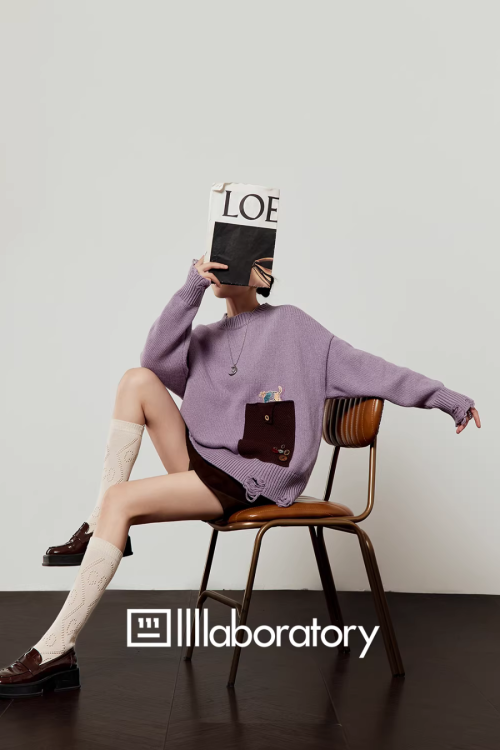 Pocket Patchwork Knit Top / Mini Skirt