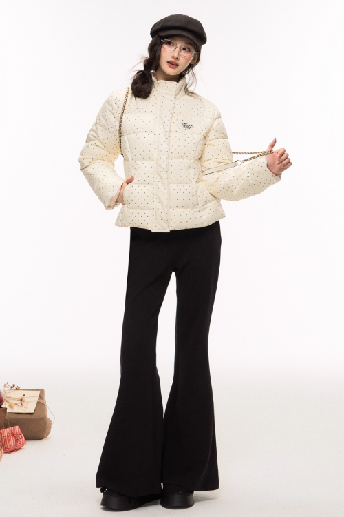 Polka Dot Handle Down Jacket / Flared Pants