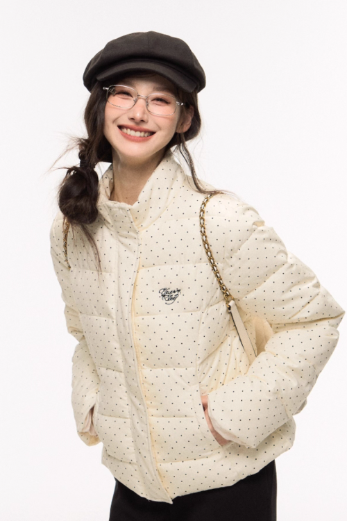 Polka Dot Handle Down Jacket / Flared Pants