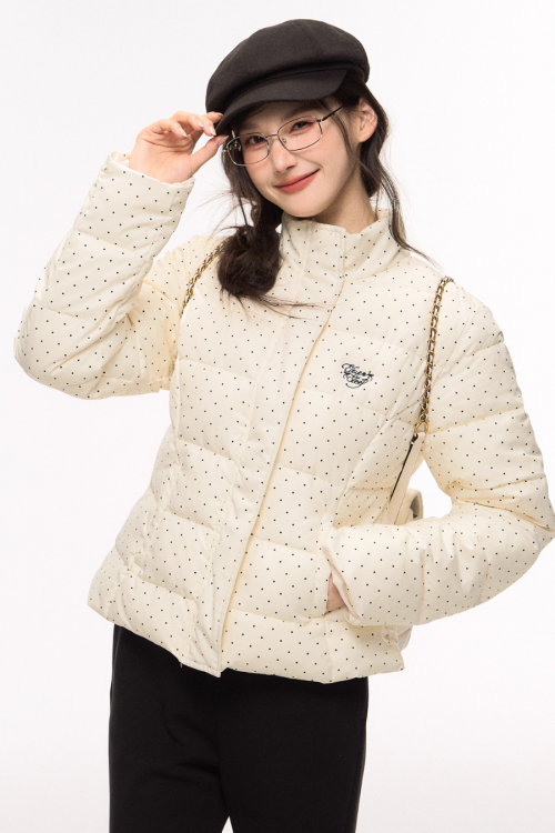 Polka Dot Handle Down Jacket / Flared Pants