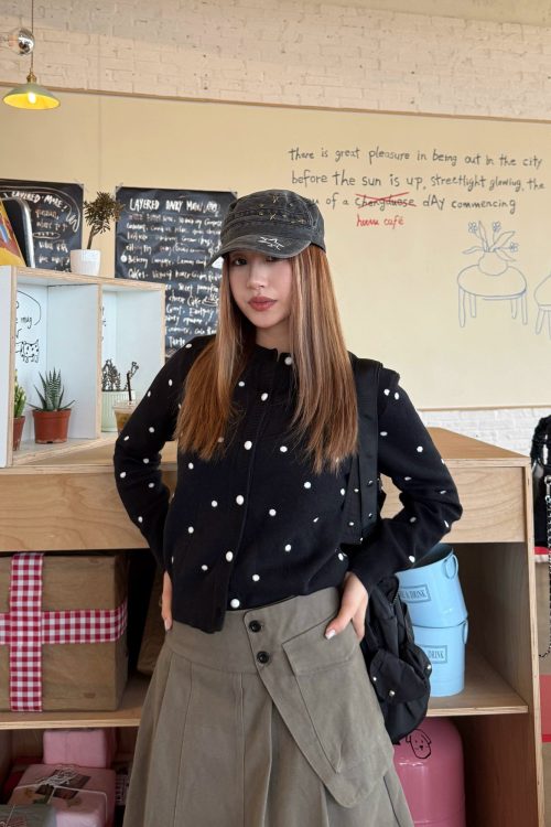 Polka Dot Knit Cardigan