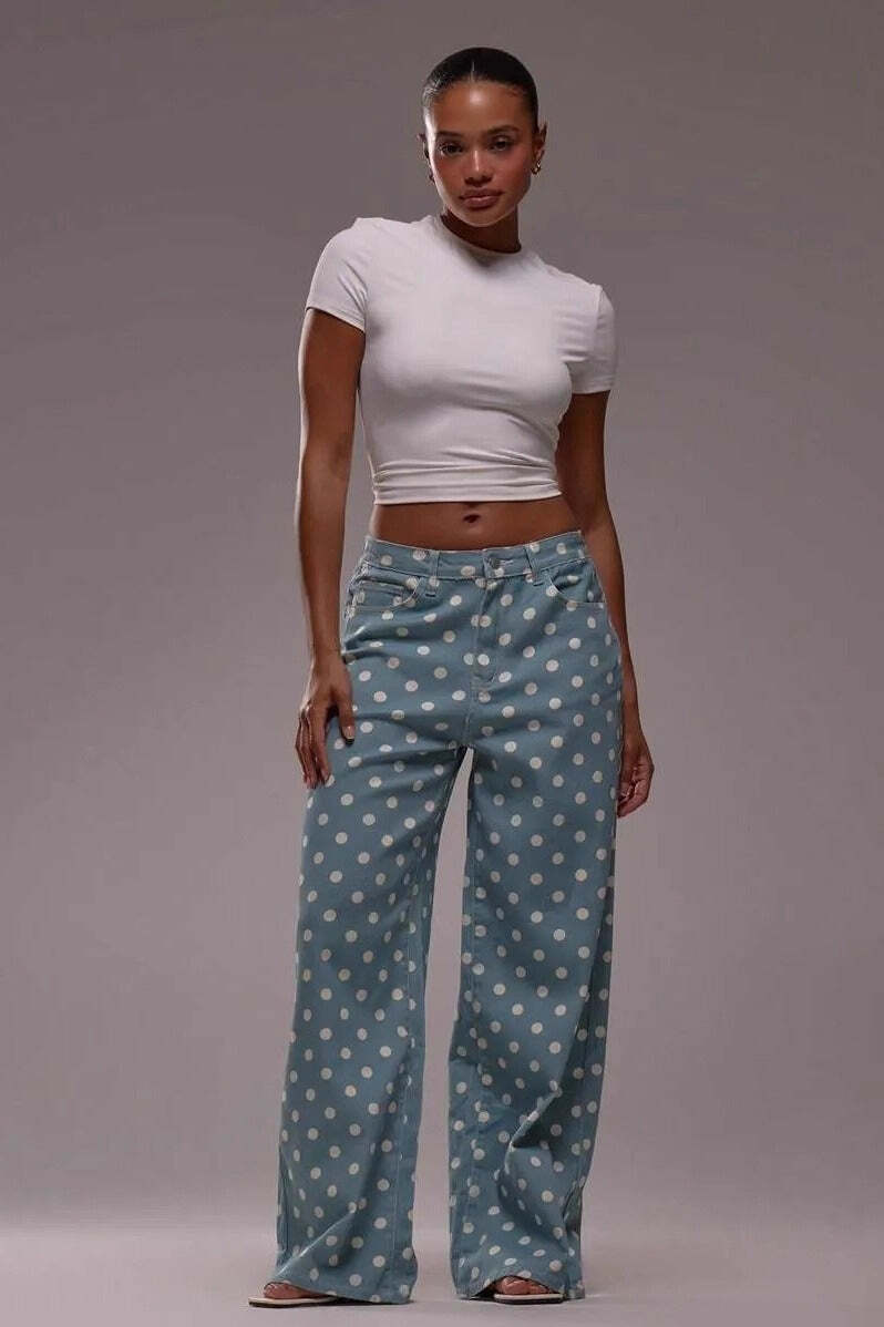Polka Dot Loose Mid Rise Jeans Polka Dot Loose Mid Rise Jeans