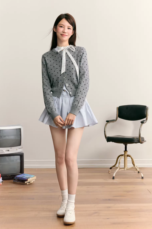 Polka Dot Round Neck Knit