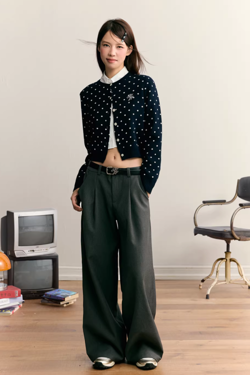 Polka Dot Round Neck Knit