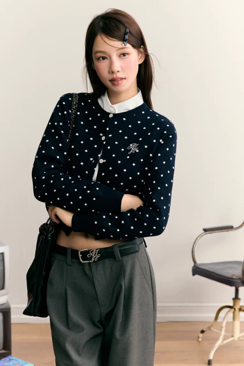 Polka Dot Round Neck Knit