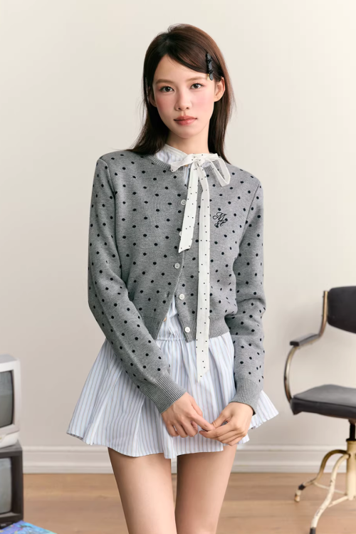 Polka Dot Round Neck Knit