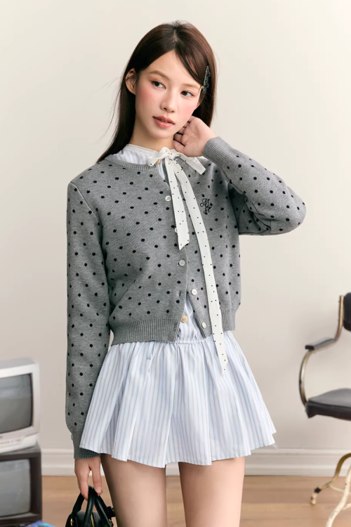 Polka Dot Round Neck Knit