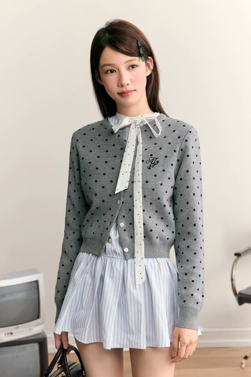 Polka Dot Round Neck Knit