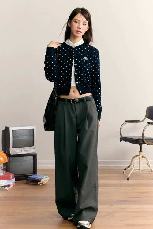 Polka Dot Round Neck Knit