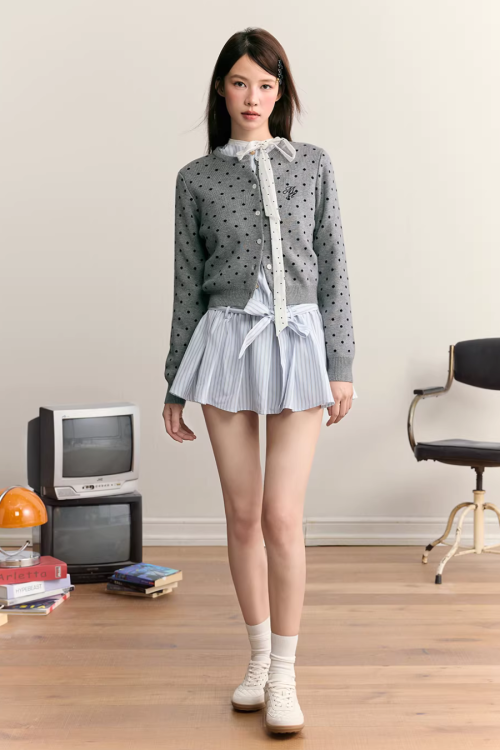 Polka Dot Round Neck Knit