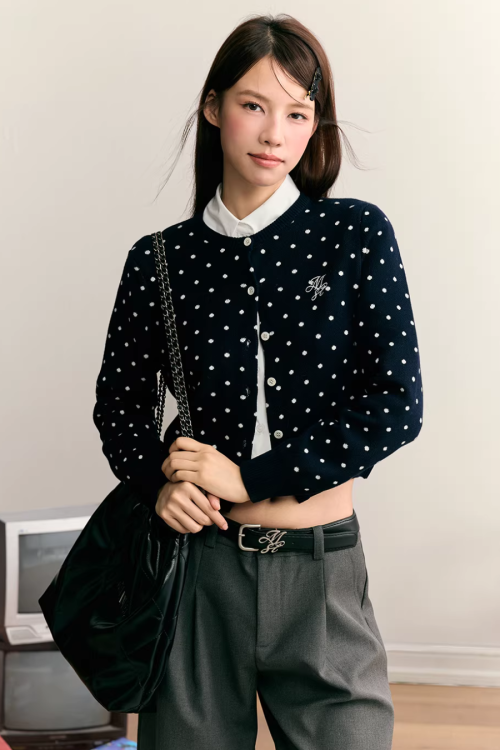 Polka Dot Round Neck Knit