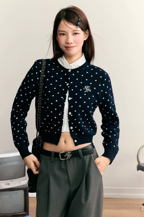 Polka Dot Round Neck Knit