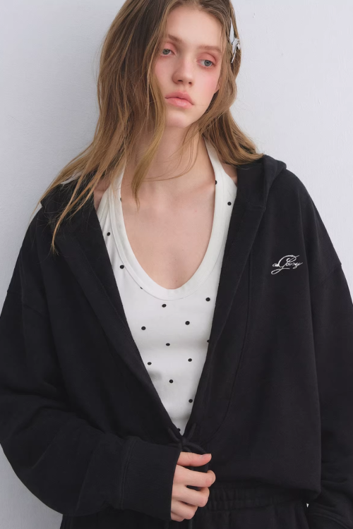 Polka Dot Vest V-Neck Hoodie / Loose Casual Sweatpants