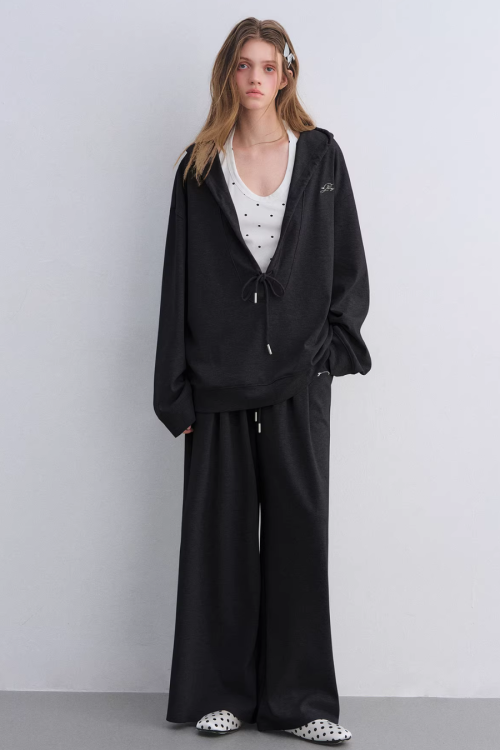 Polka Dot Vest V-Neck Hoodie / Loose Casual Sweatpants