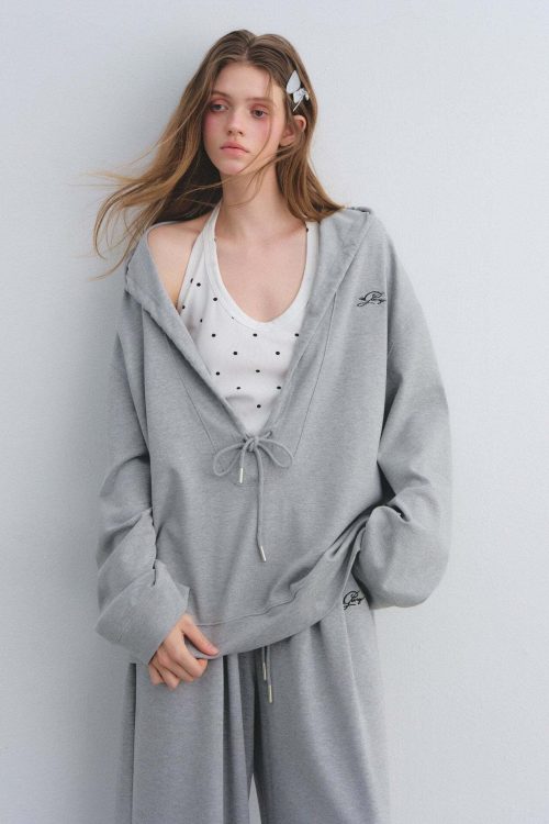 Polka Dot Vest V-Neck Hoodie / Loose Casual Sweatpants