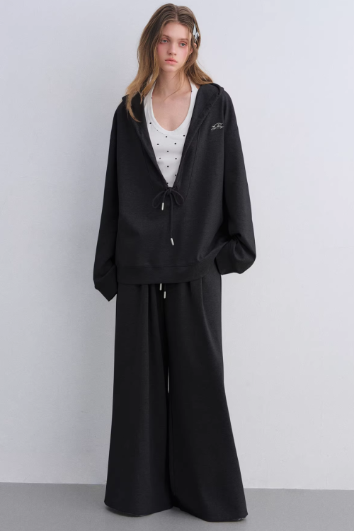 Polka Dot Vest V-Neck Hoodie / Loose Casual Sweatpants