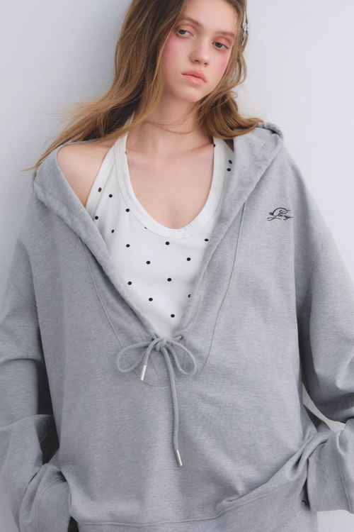Polka Dot Vest V-Neck Hoodie / Loose Casual Sweatpants