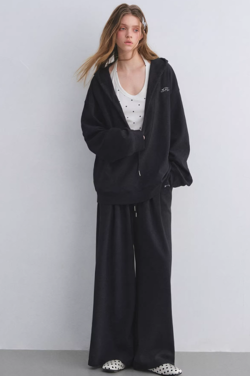 Polka Dot Vest V-Neck Hoodie / Loose Casual Sweatpants