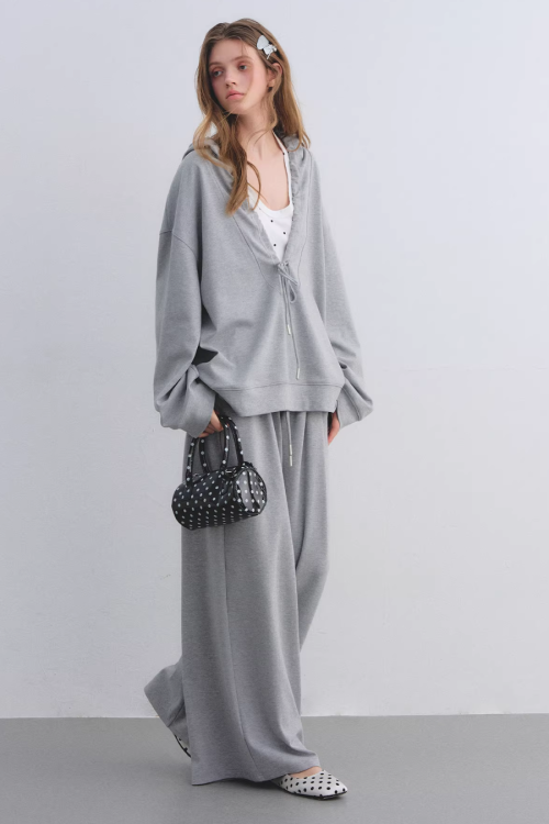 Polka Dot Vest V-Neck Hoodie / Loose Casual Sweatpants