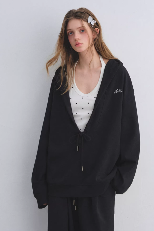 Polka Dot Vest V-Neck Hoodie / Loose Casual Sweatpants