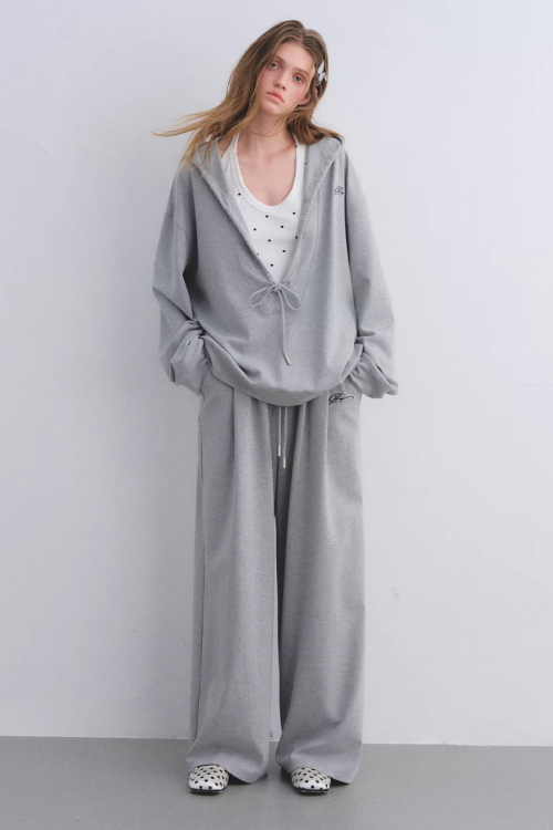 Polka Dot Vest V-Neck Hoodie / Loose Casual Sweatpants