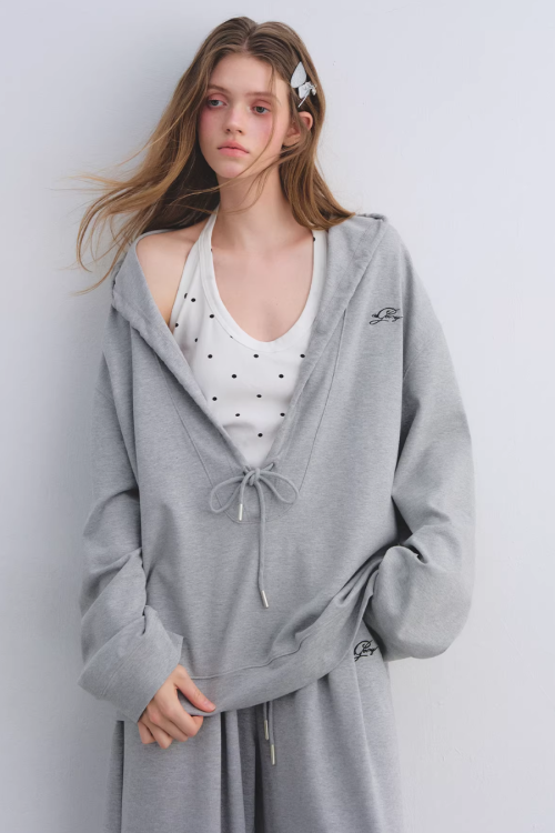 Polka Dot Vest V-Neck Hoodie / Loose Casual Sweatpants