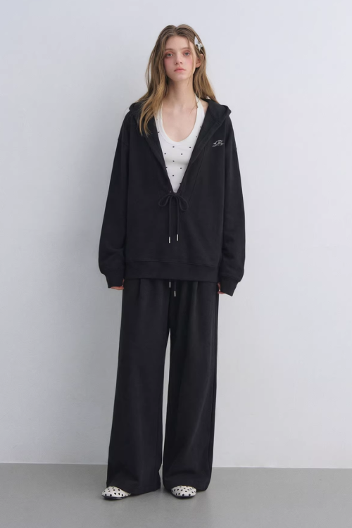 Polka Dot Vest V-Neck Hoodie / Loose Casual Sweatpants