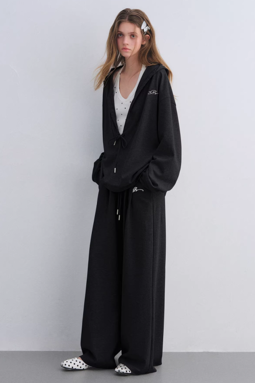 Polka Dot Vest V-Neck Hoodie / Loose Casual Sweatpants