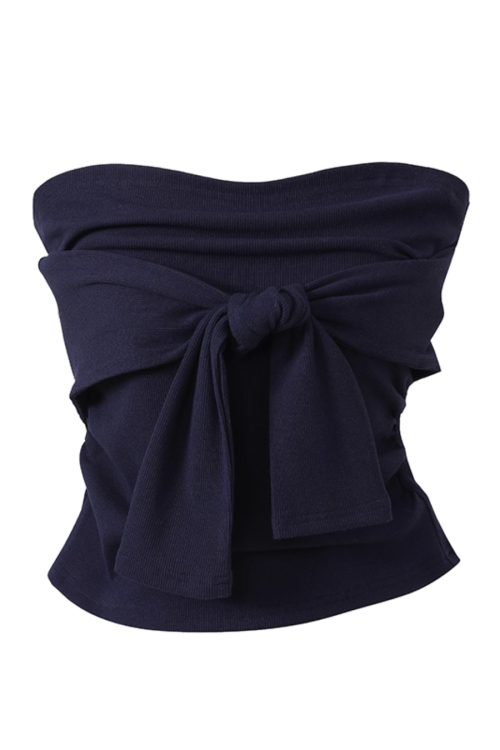 Polo Collar Base Tops / Bow Tube Top / Mini Skirt