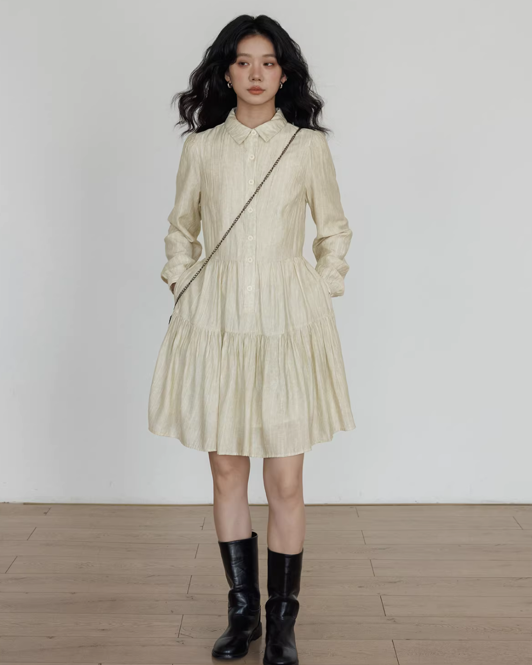 Polo Collar Long-Sleeve Dress Polo Collar Long-Sleeve Dress