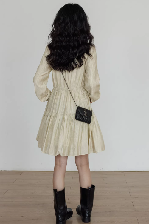 Polo Collar Long-Sleeve Dress