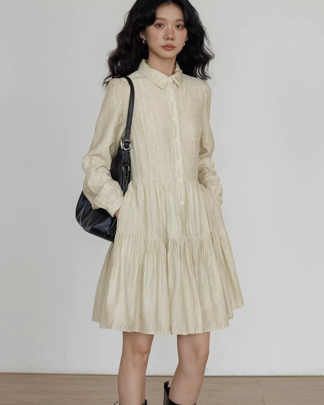 Polo Collar Long-Sleeve Dress Polo Collar Long-Sleeve Dress