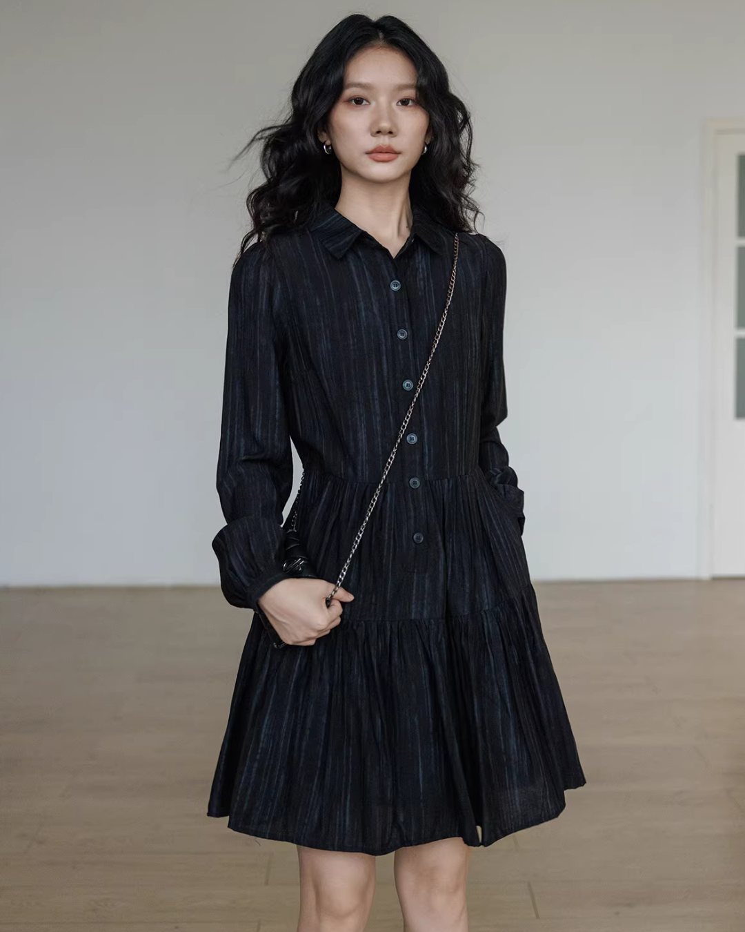 Polo Collar Long-Sleeve Dress Polo Collar Long-Sleeve Dress
