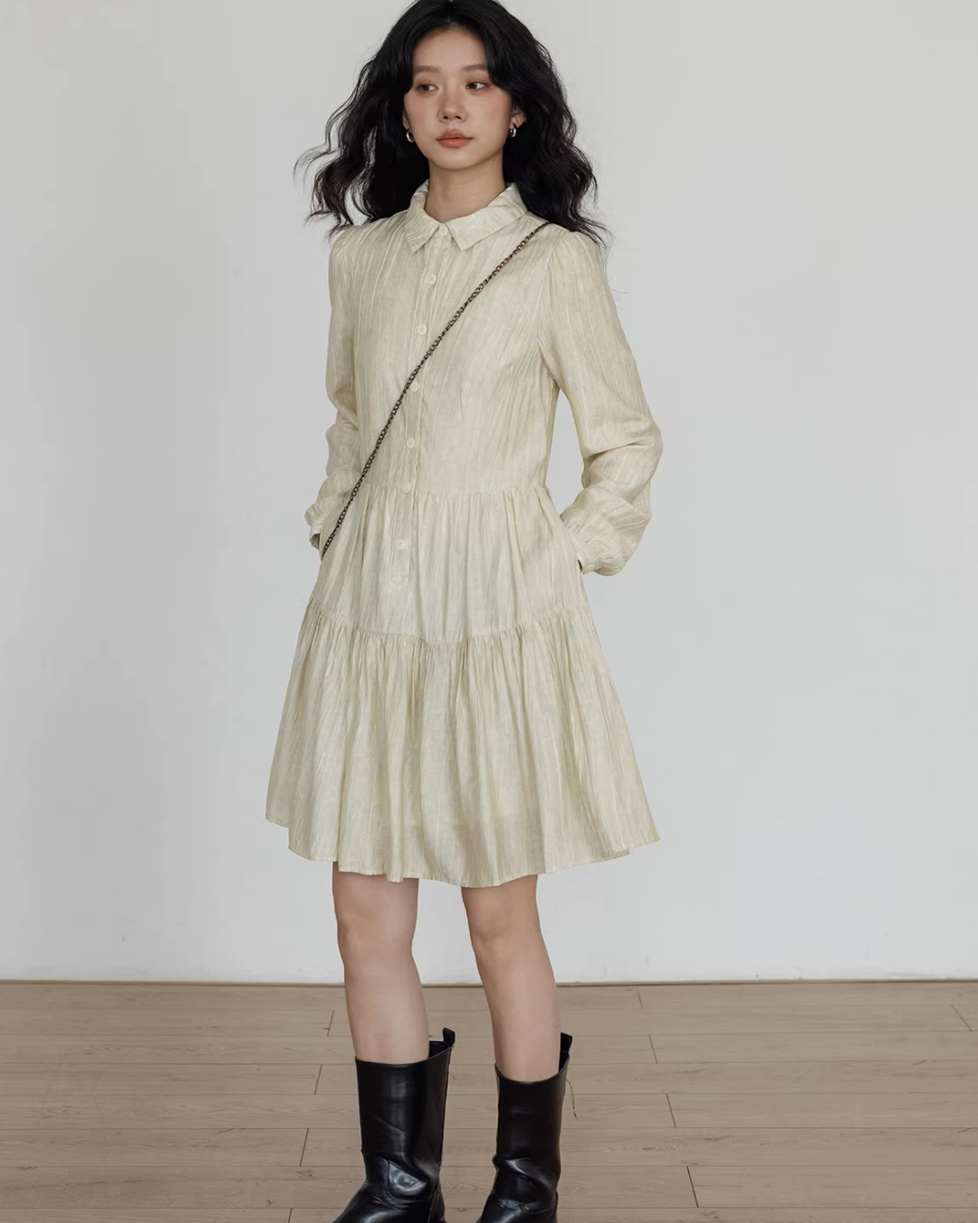 Polo Collar Long-Sleeve Dress Polo Collar Long-Sleeve Dress