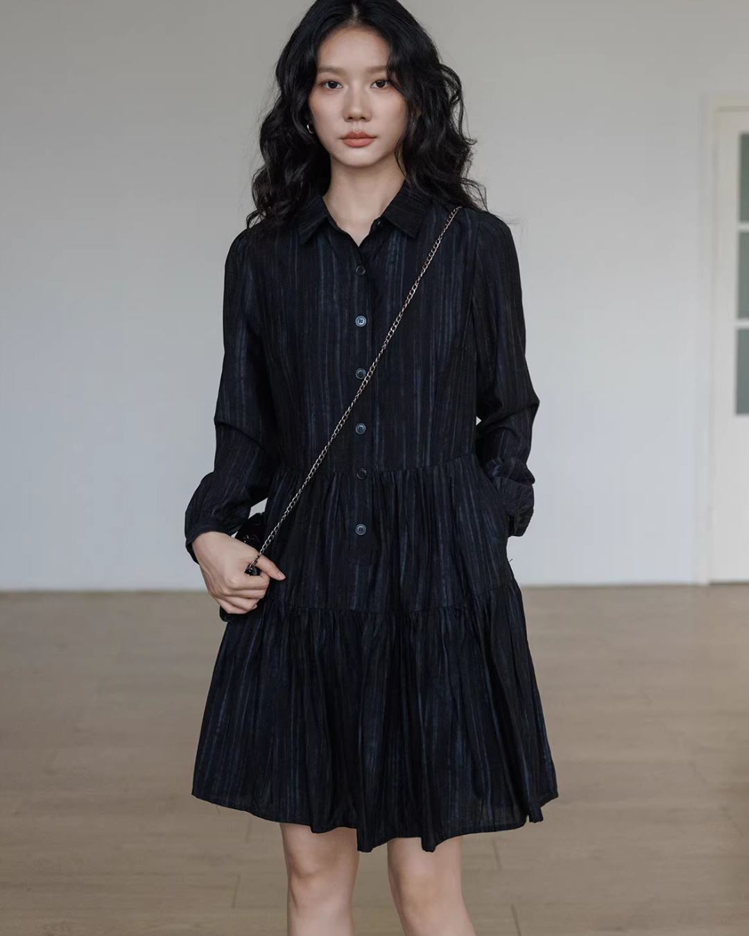 Polo Collar Long-Sleeve Dress Polo Collar Long-Sleeve Dress
