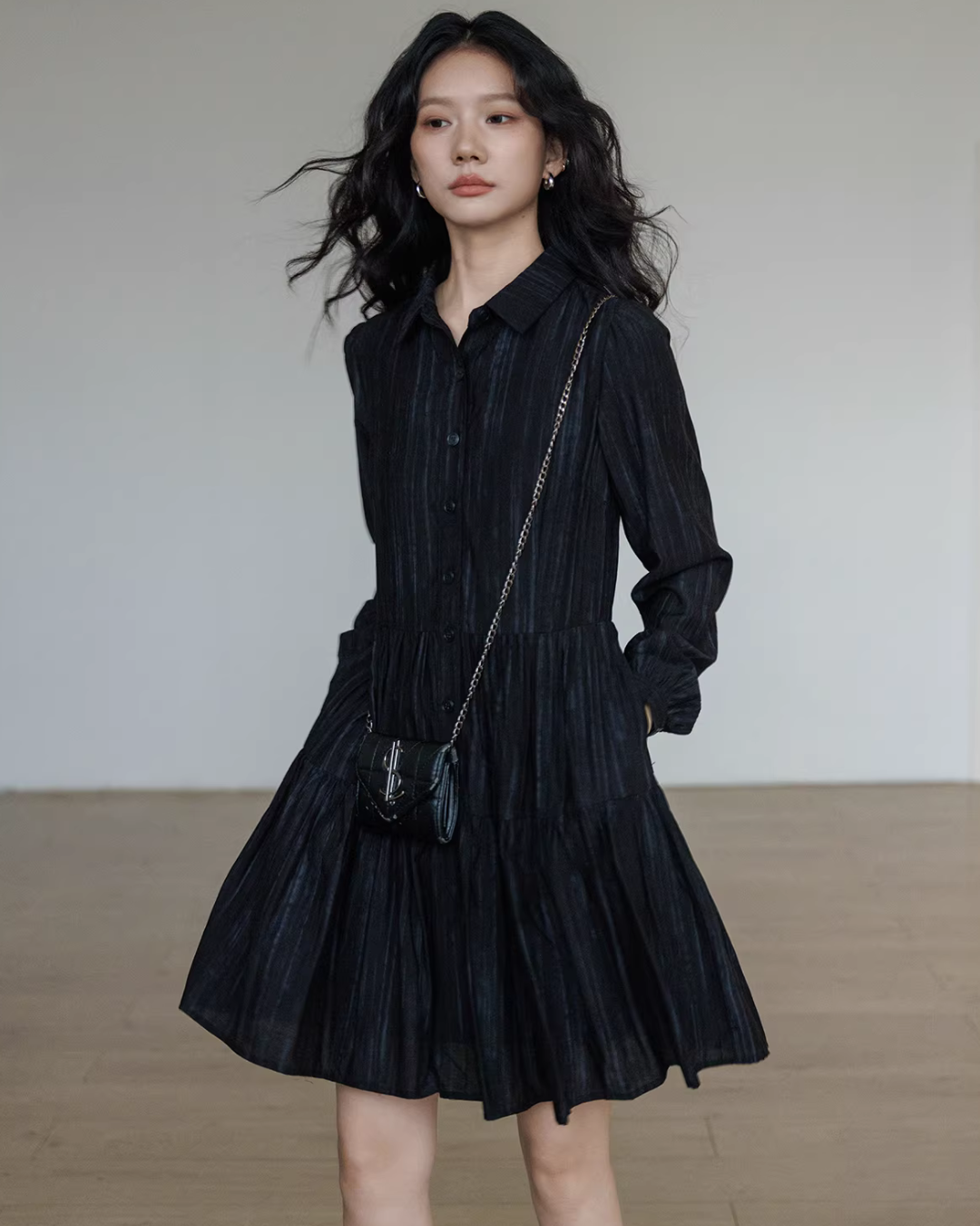 Polo Collar Long-Sleeve Dress Polo Collar Long-Sleeve Dress