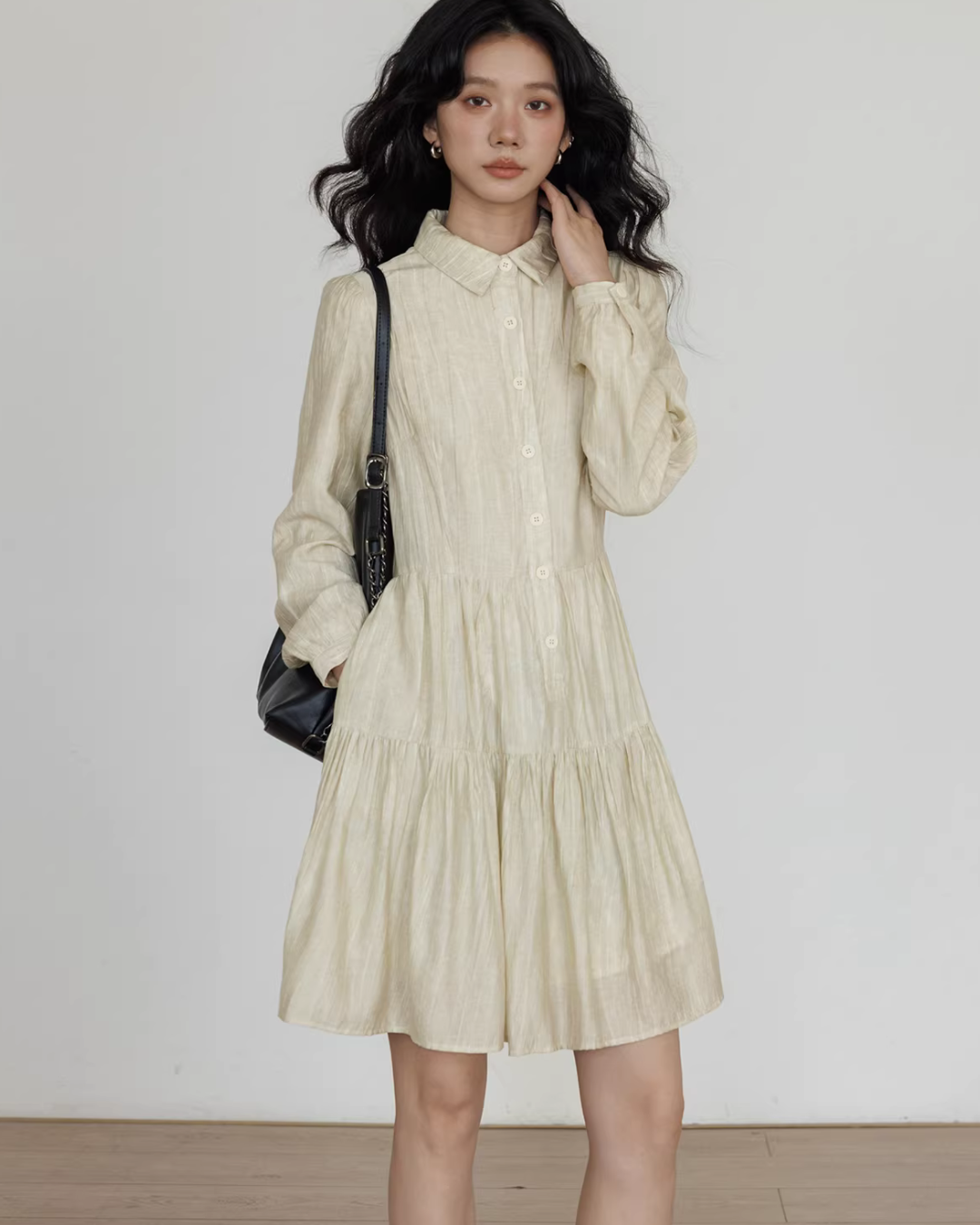 Polo Collar Long-Sleeve Dress Polo Collar Long-Sleeve Dress