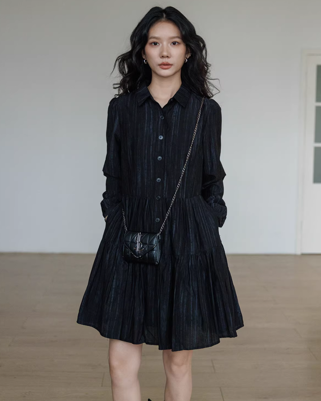 Polo Collar Long-Sleeve Dress Polo Collar Long-Sleeve Dress