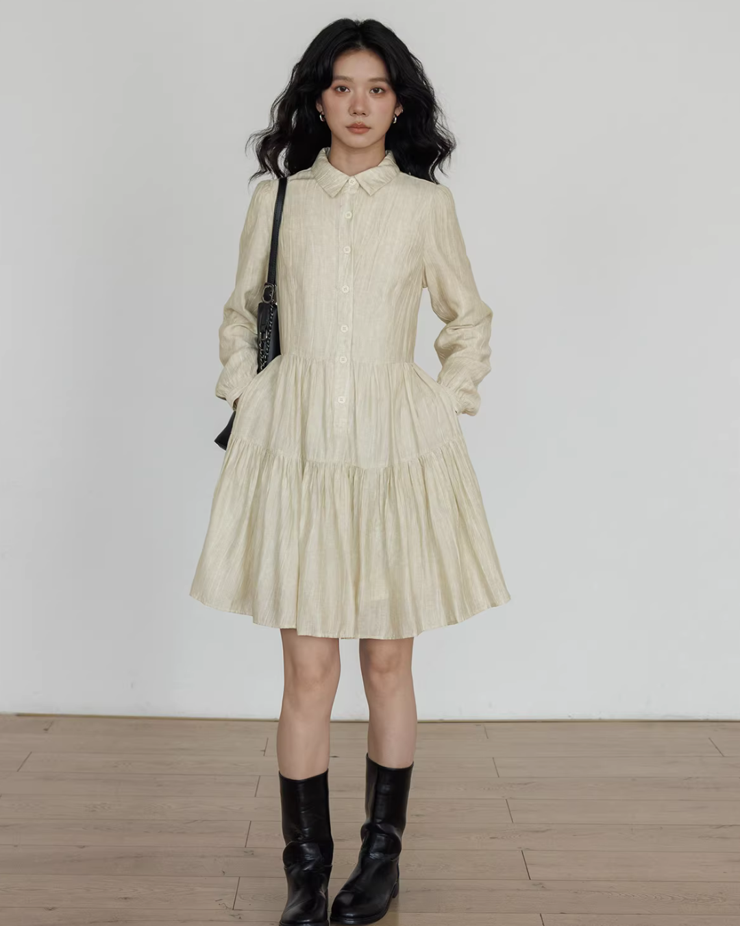 Polo Collar Long-Sleeve Dress Polo Collar Long-Sleeve Dress