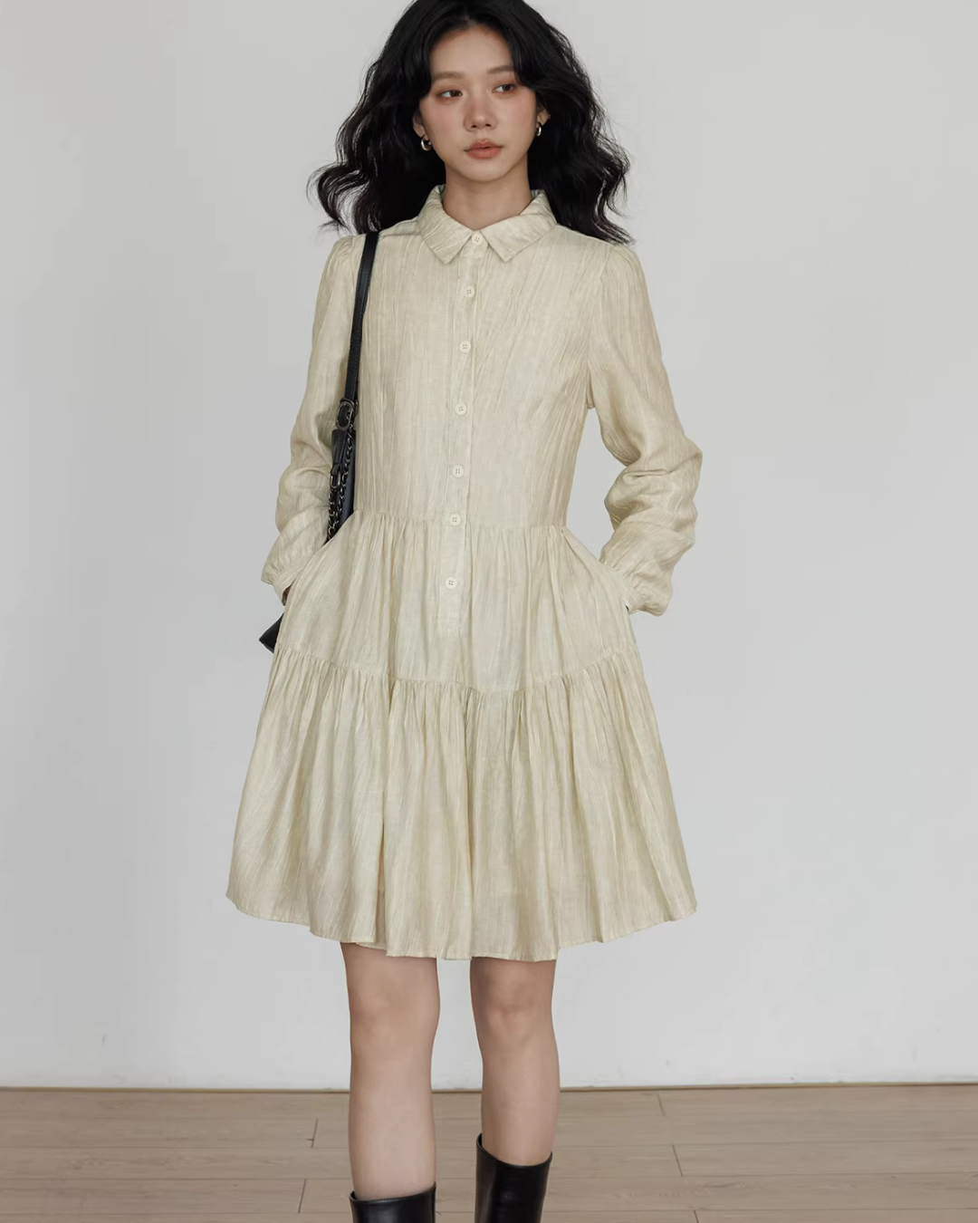 Polo Collar Long-Sleeve Dress Polo Collar Long-Sleeve Dress