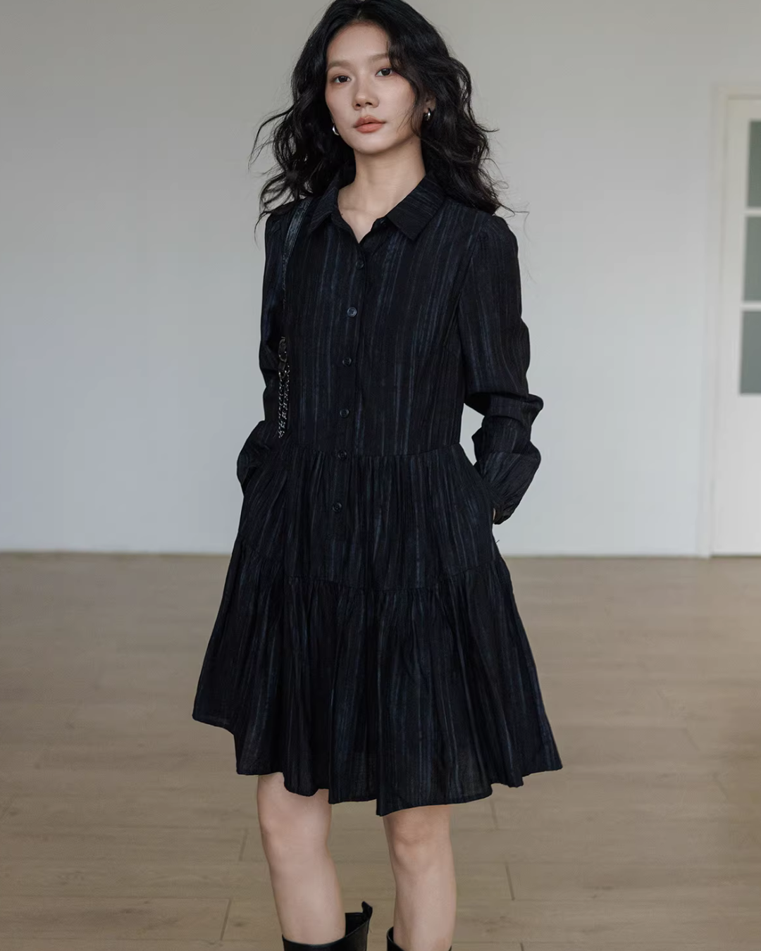 Polo Collar Long-Sleeve Dress Polo Collar Long-Sleeve Dress