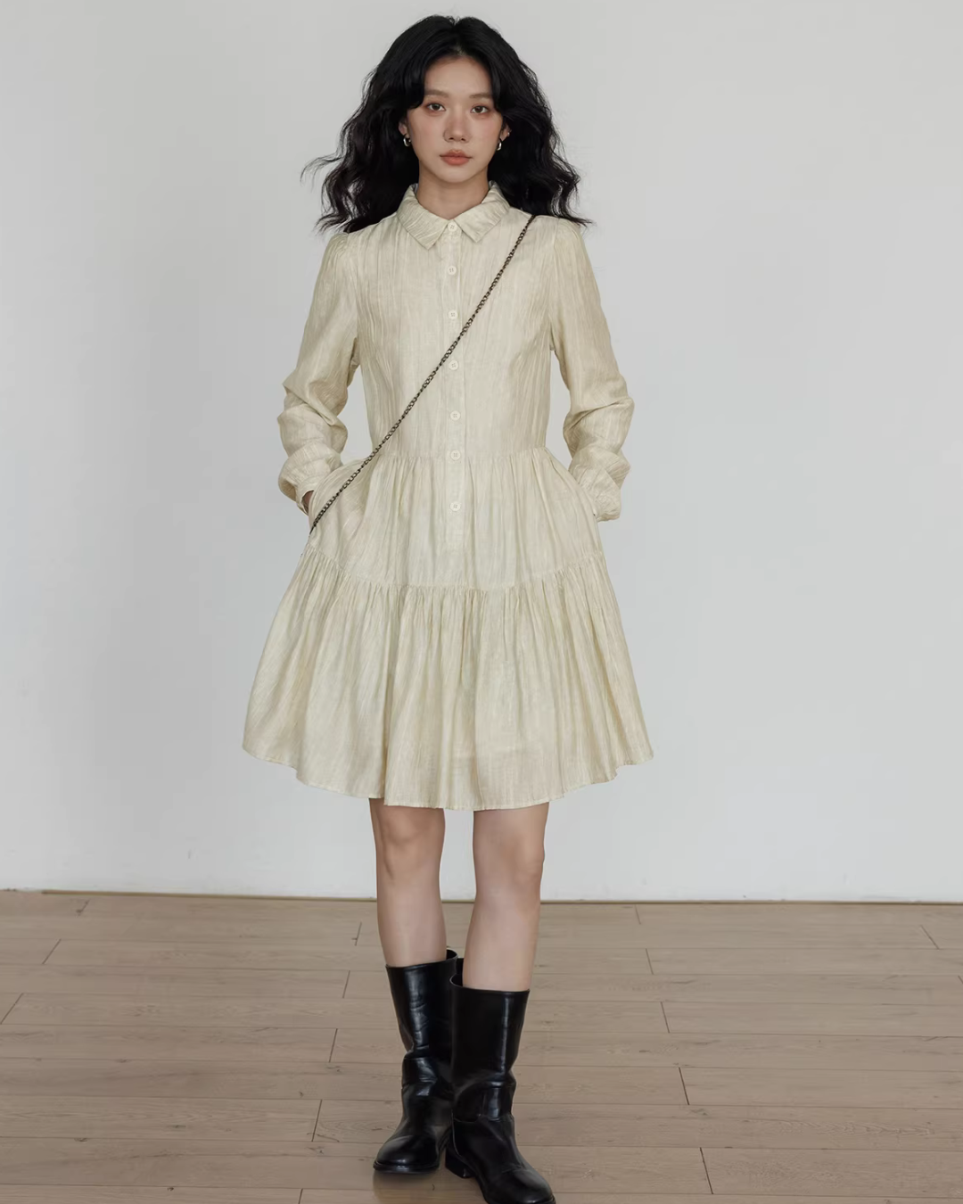 Polo Collar Long-Sleeve Dress Polo Collar Long-Sleeve Dress