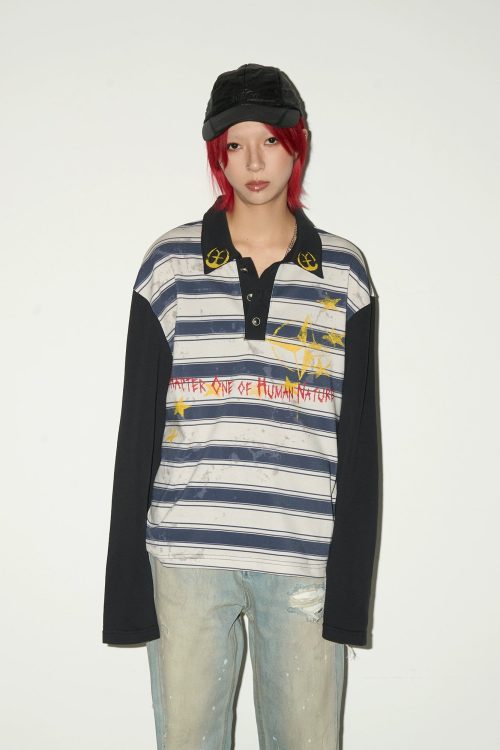 Polo Neck Long Sleeve T-Shirt