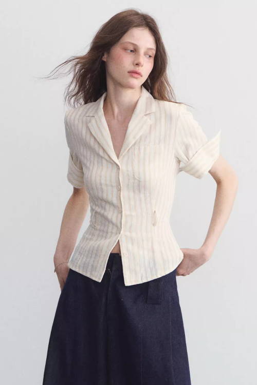 Polo Neck Striped Shirt